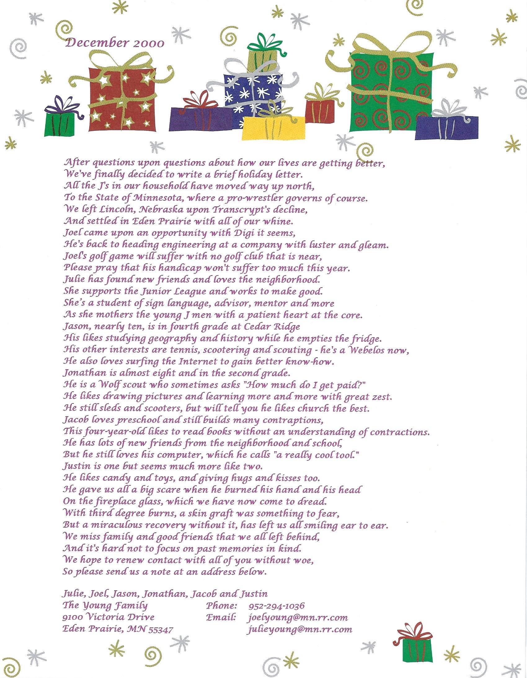 Holiday Letters 2000