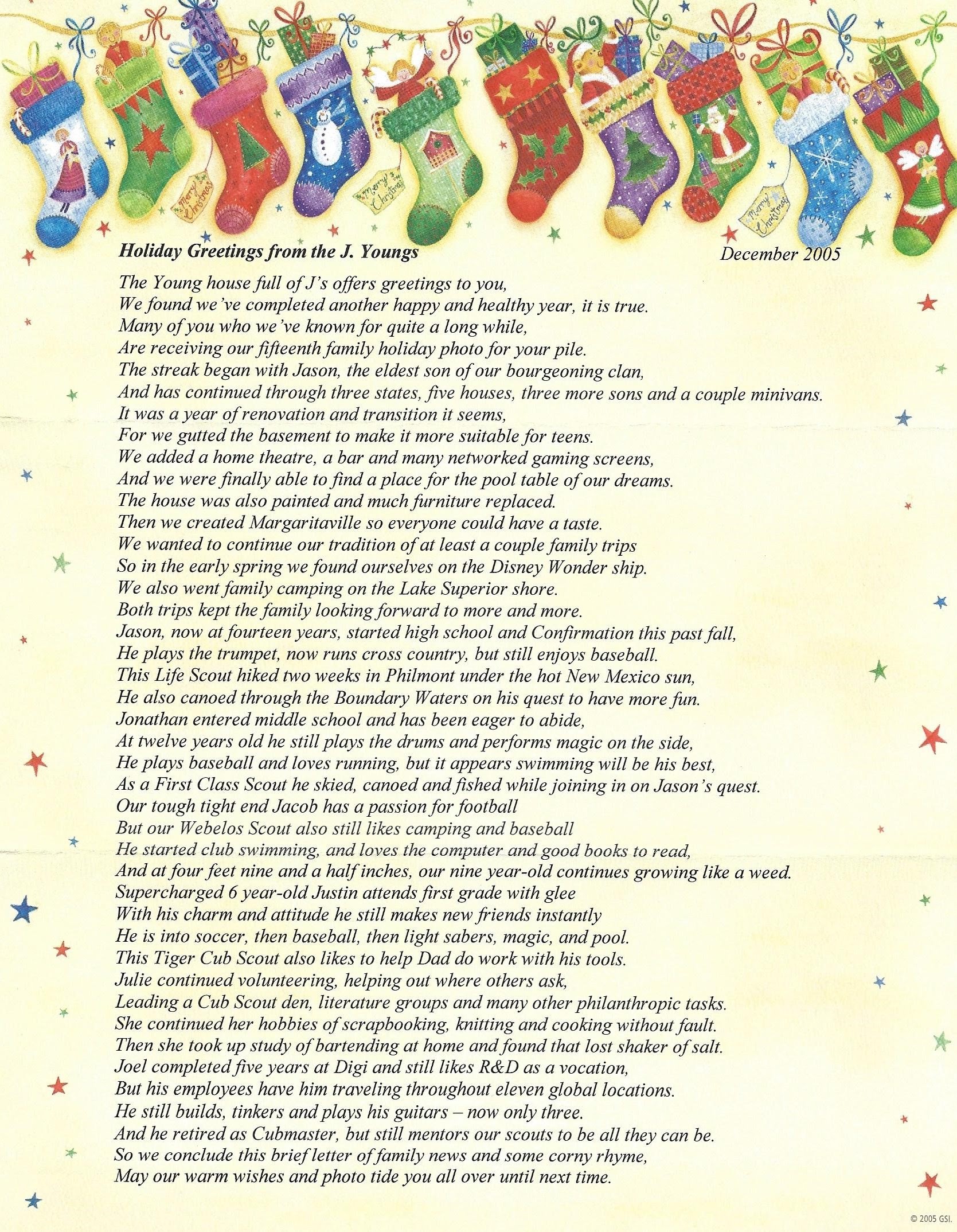 Holiday Letters 2005
