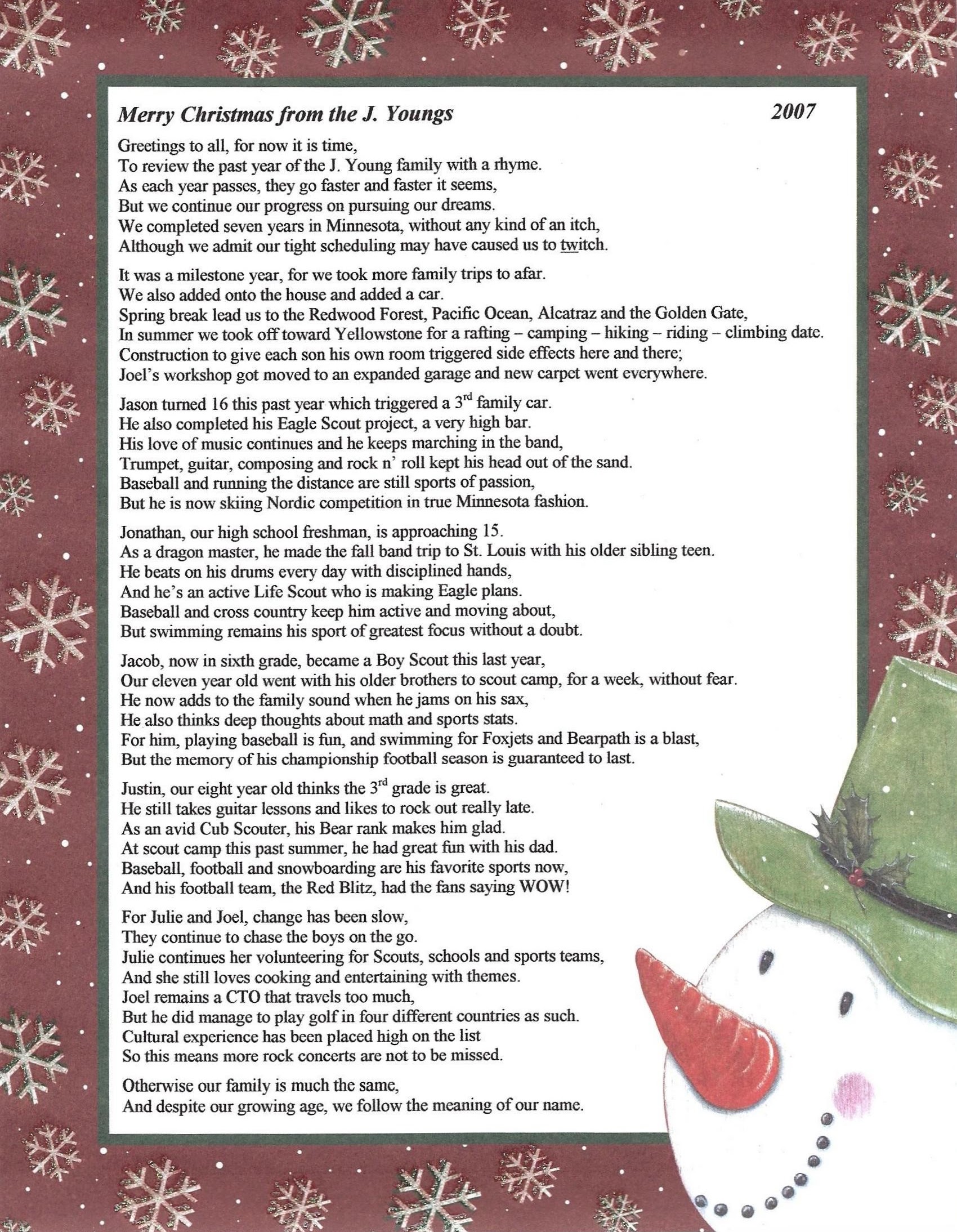 Holiday Letters 2007