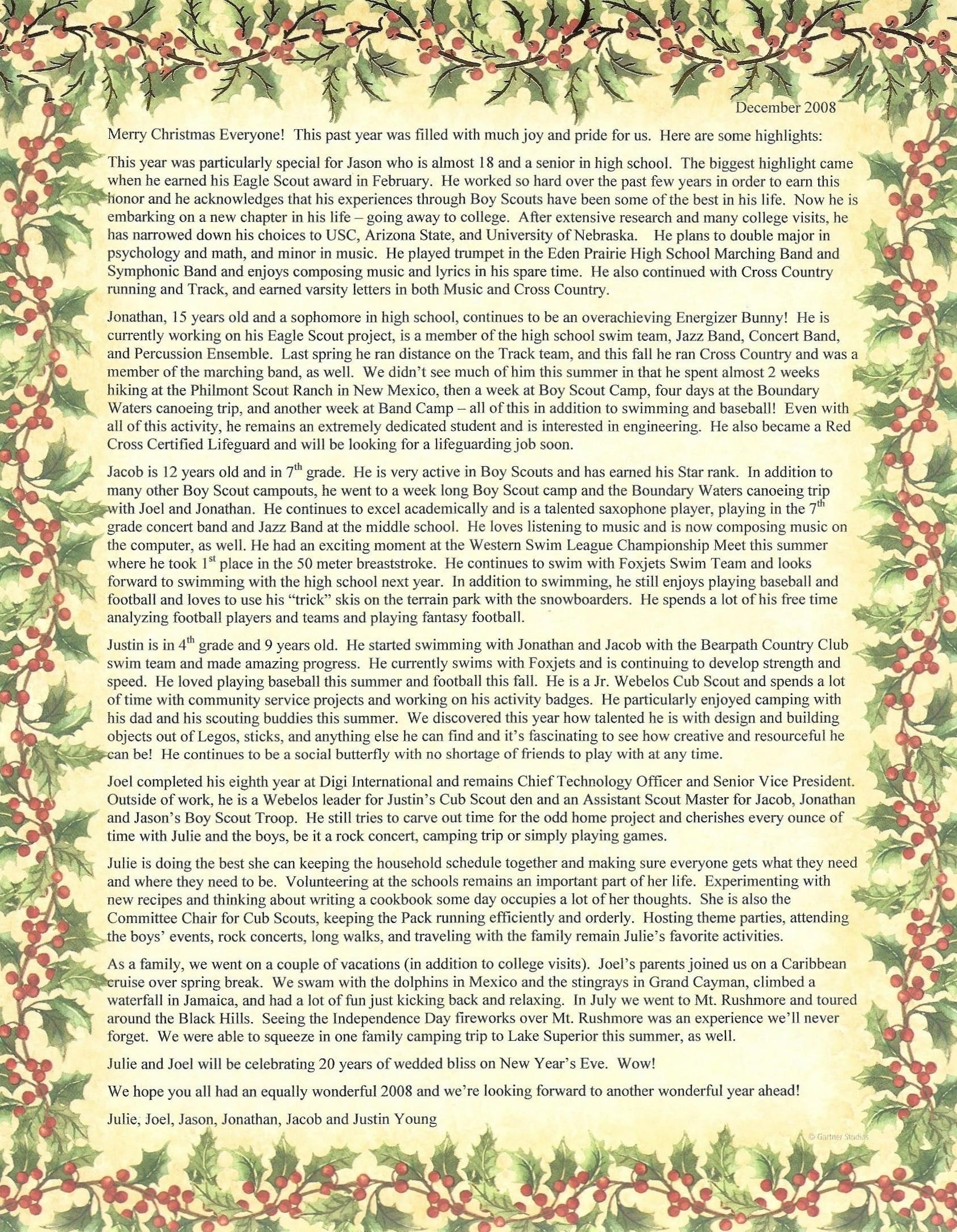Holiday Letters 2008
