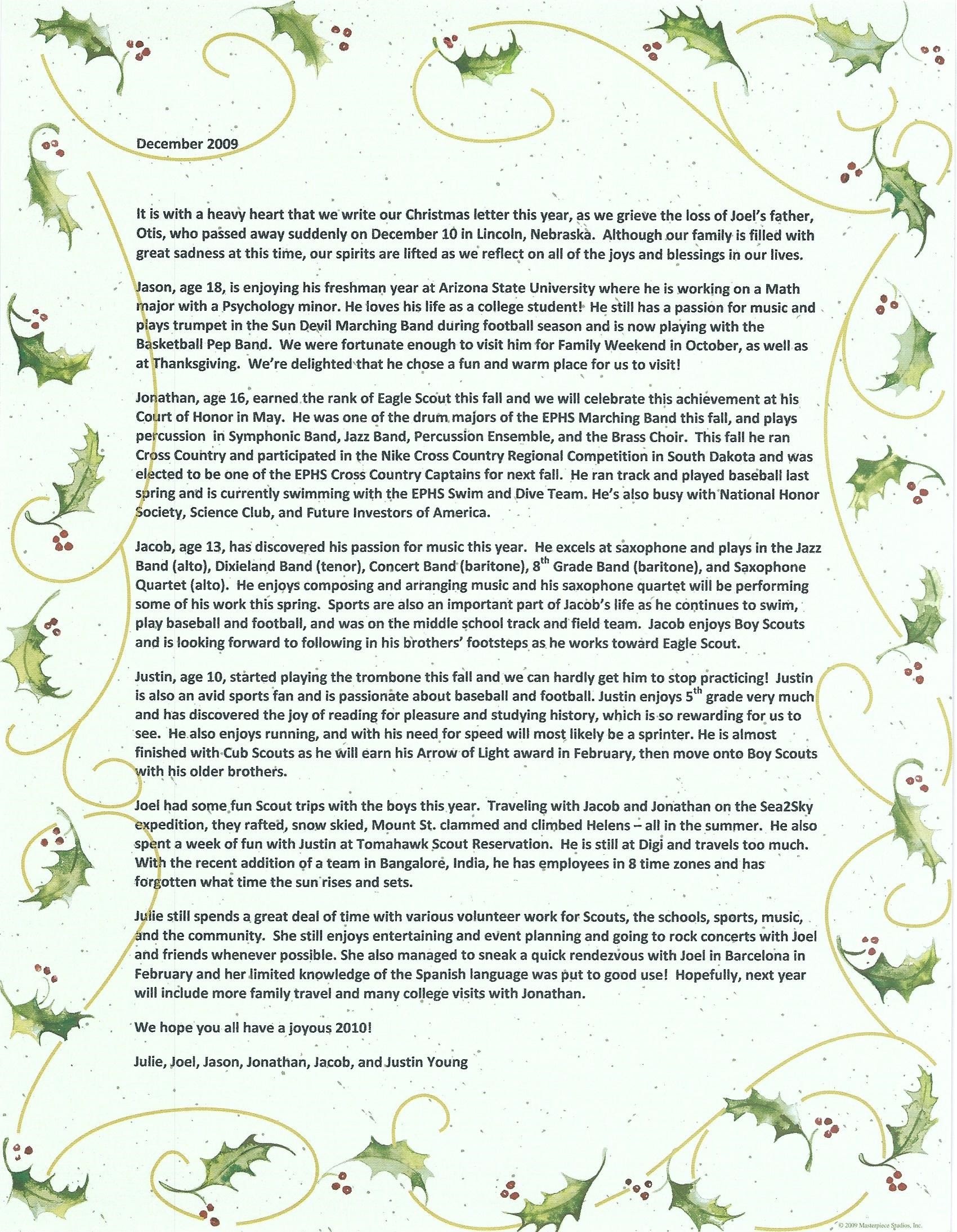 Holiday Letters 2009