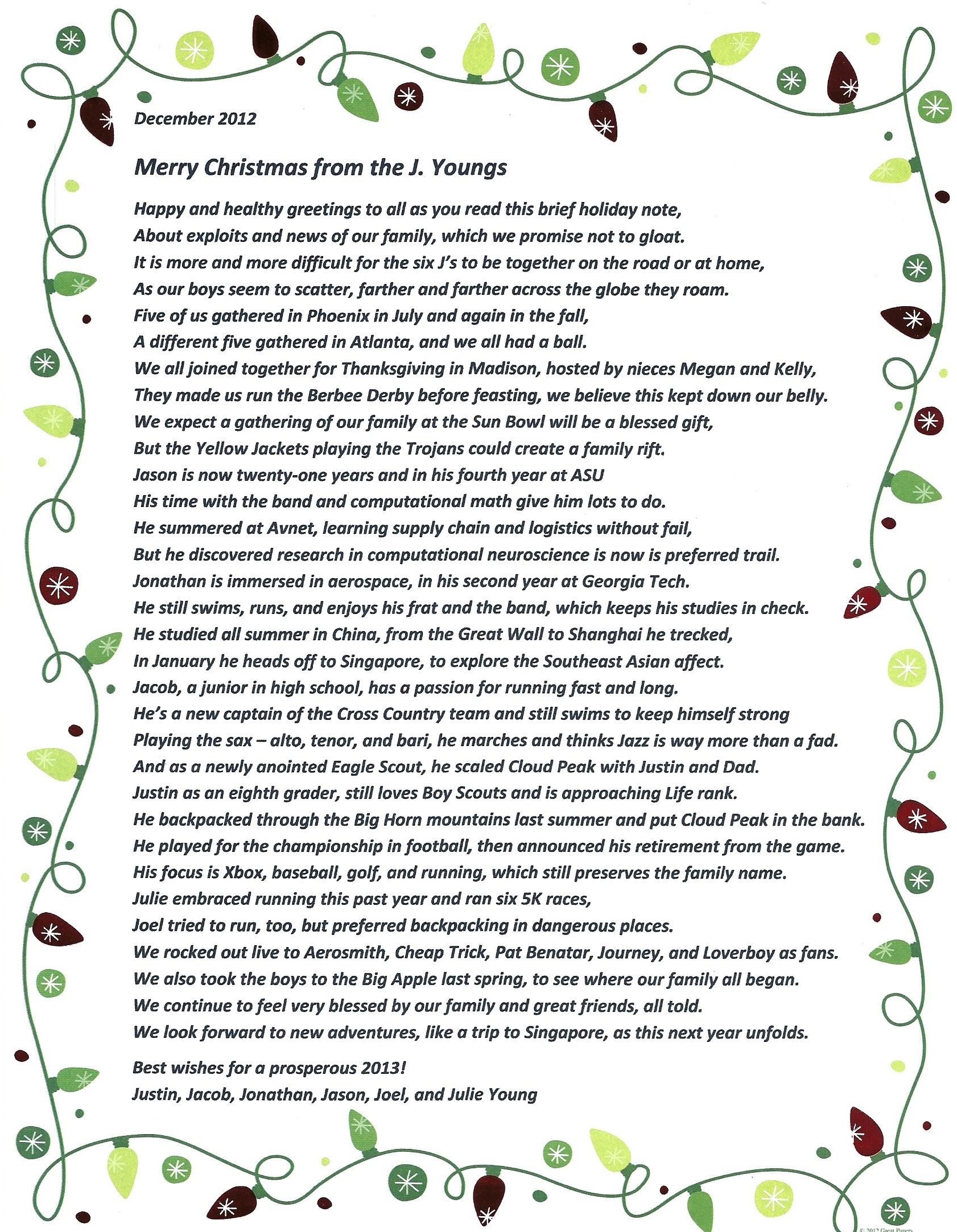 Holiday Letters 2012