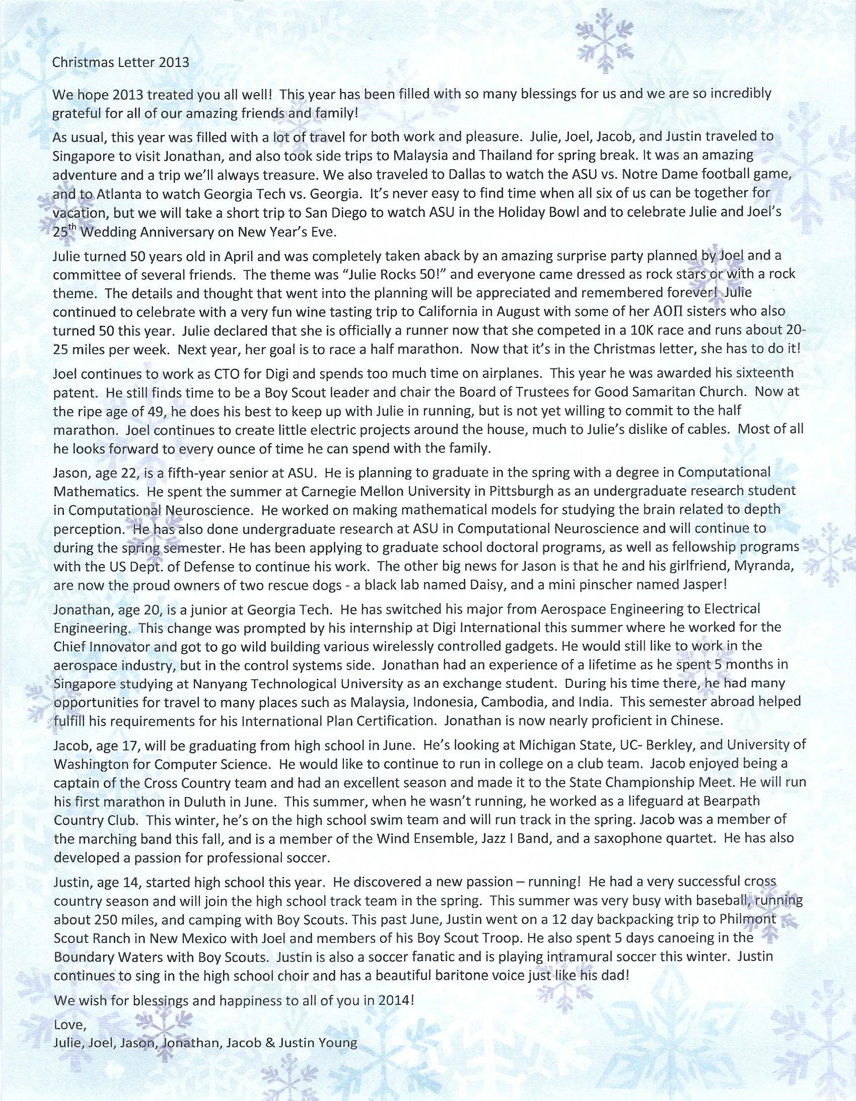 Holiday Letters 2013