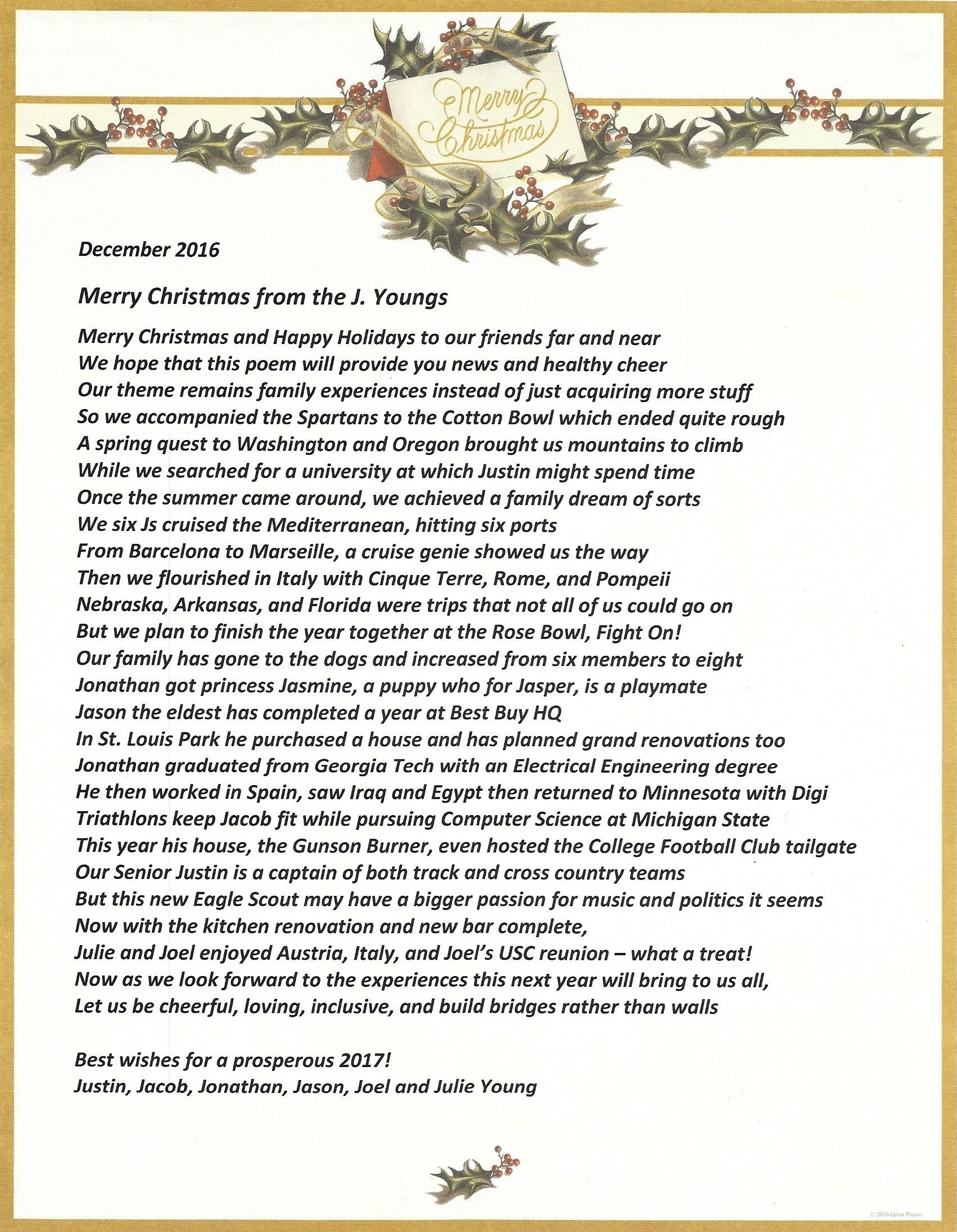 Holiday Letters 2016