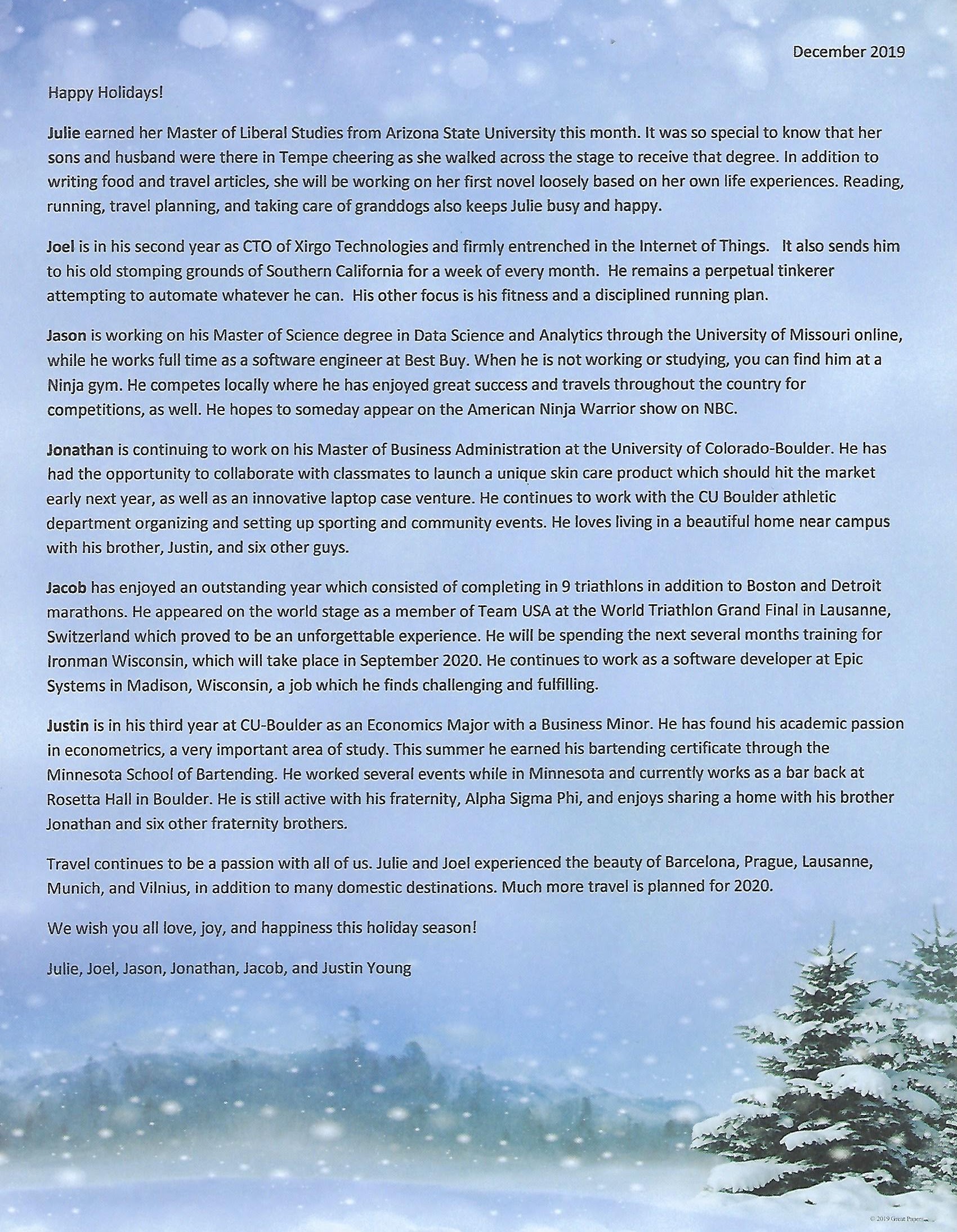 Holiday Letters 2019