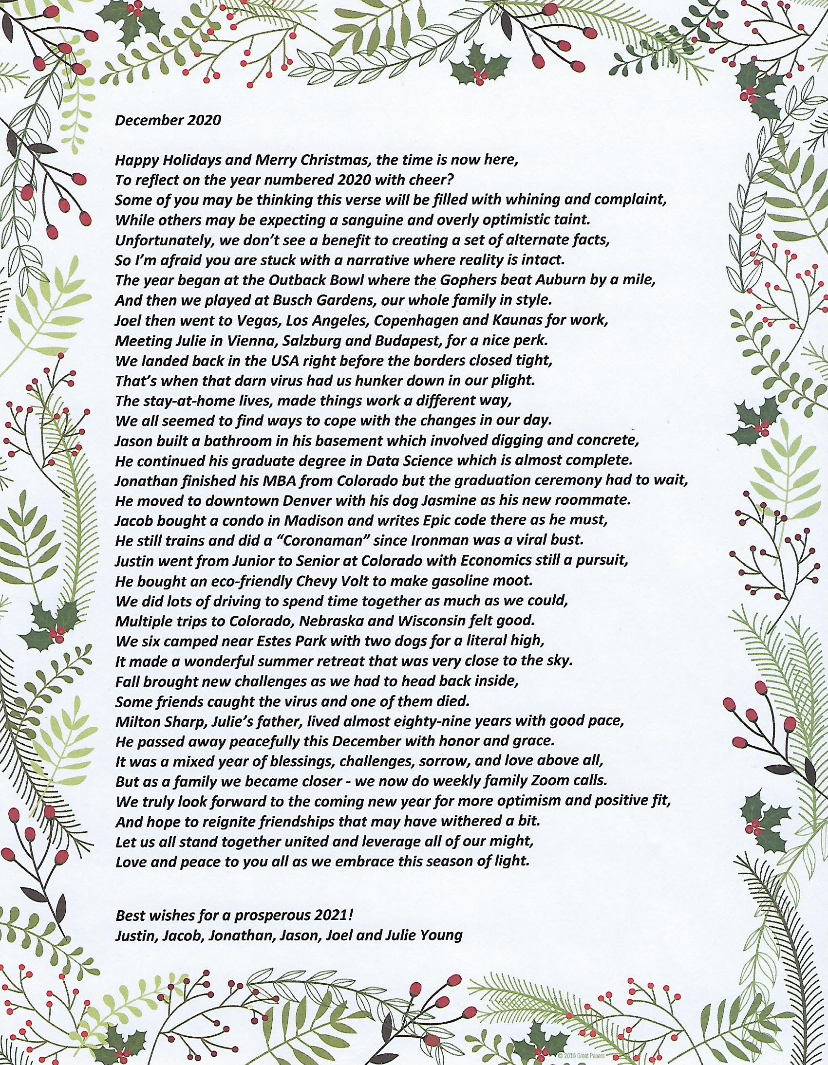 Holiday Letters 2020